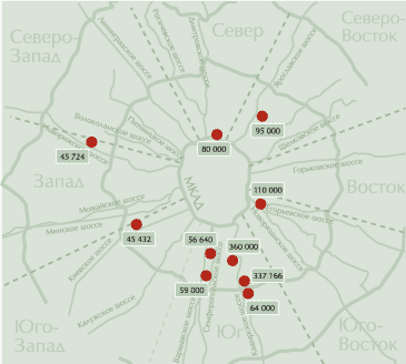 Рисунок 4. Месторасположение наиболее крупных проектов, запланированных к вводу в эксплуатацию в 2007 г.