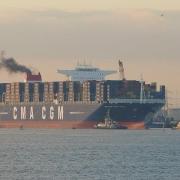 "CMA CGM Marco Polo" departs from Southampton - 10/12/2012