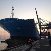Maersk Line 2015 East-West Network: Munkebo Maersk in Dalian, China